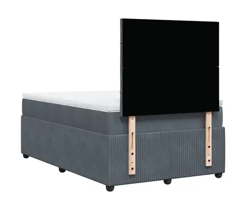 Atsperu Gulta Ar Matraci, Tumši Pelēks Samts, 120X190 Cm Vidaxl