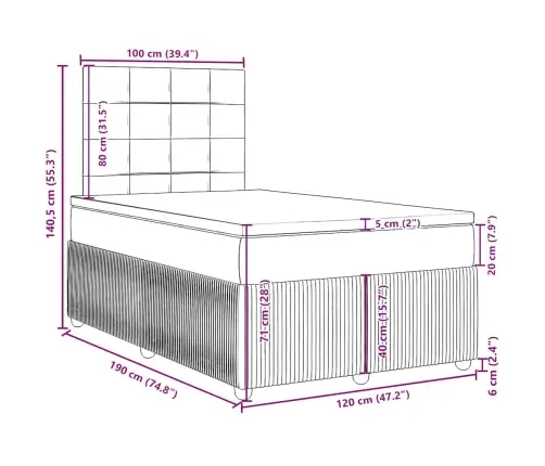 Atsperu Gulta Ar Matraci, Melns Samts, 120X190 Cm Vidaxl