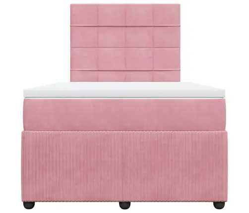 Atsperu Gulta Ar Matraci, Rozā Samts, 120X190 Cm Vidaxl