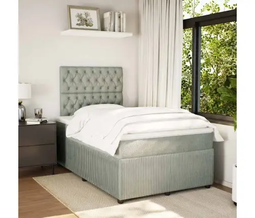 Atsperu Gulta Ar Matraci, Gaiši Pelēka Samts, 120X190 Cm Vidaxl