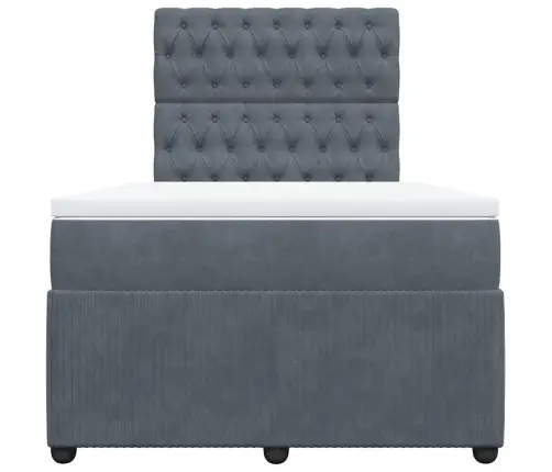 Atsperu Gulta Ar Matraci, Tumši Pelēks Samts, 120X190 Cm Vidaxl