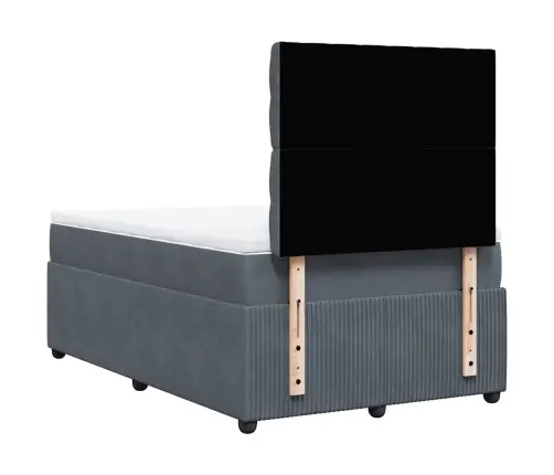 Atsperu Gulta Ar Matraci, Tumši Pelēks Samts, 120X190 Cm Vidaxl