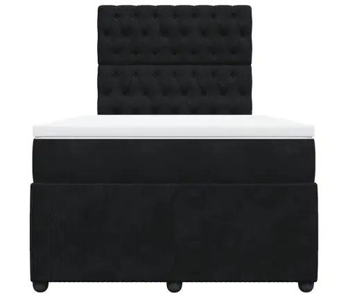 Atsperu Gulta Ar Matraci, Melns Samts, 120X190 Cm Vidaxl