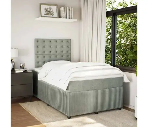 Atsperu Gulta Ar Matraci, Gaiši Pelēka Samts, 120X190 Cm Vidaxl