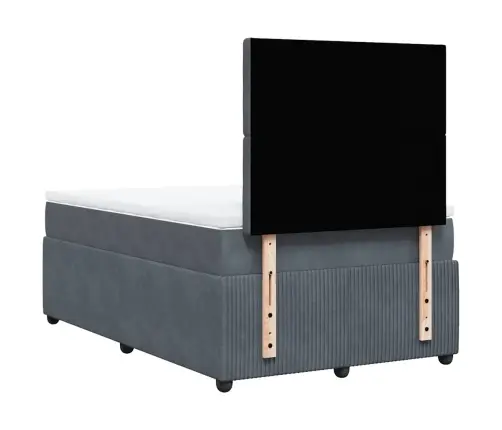 Atsperu Gulta Ar Matraci, Tumši Pelēks Samts, 120X190 Cm Vidaxl