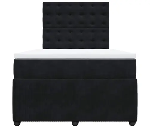 Atsperu Gulta Ar Matraci, Melns Samts, 120X190 Cm Vidaxl