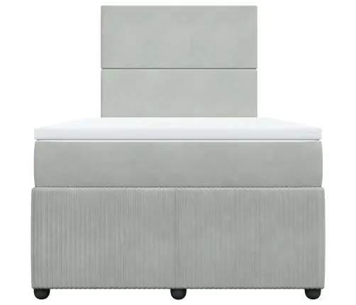 Atsperu Gulta Ar Matraci, Gaiši Pelēka Samts, 120X200 Cm Vidaxl