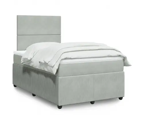 Atsperu Gulta Ar Matraci, Gaiši Pelēka Samts, 120X200 Cm Vidaxl