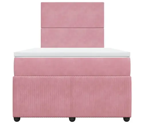 Atsperu Gulta Ar Matraci, Rozā Samts, 120X200 Cm Vidaxl