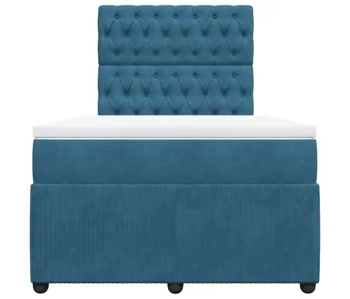 Atsperu Gulta Ar Matraci, Tumši Zils Samts, 120X200 Cm Vidaxl