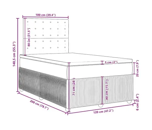 Atsperu Gulta Ar Matraci, Tumši Zaļš Samts, 120X200 Cm Vidaxl
