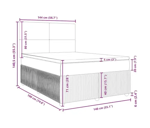 Lova Su Spyruoklėmis Ir Čiužiniu, Mėlyna, 140X190 cm Aksomas