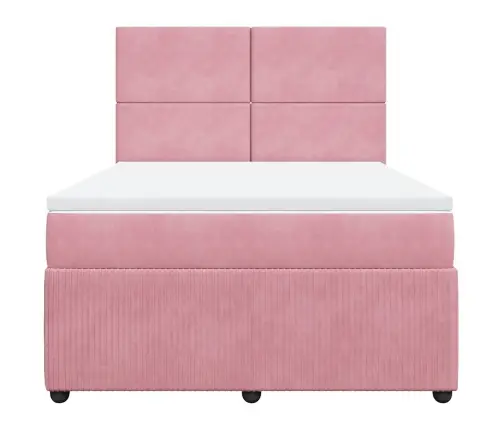 Kontinentaalvoodi Madratsiga, Roosa, 140X190 cm Samet