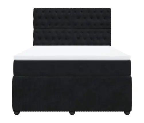 Atsperu Gulta Ar Matraci, Melna Samts, 140X190 Cm Vidaxl