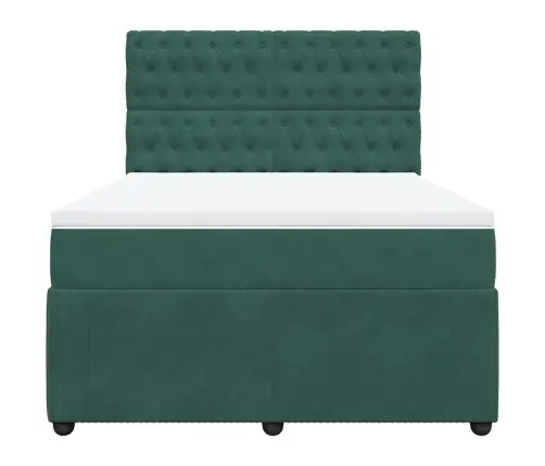 Atsperu Gulta Ar Matraci, Tumši Zaļš Samts, 140X190 Cm Vidaxl