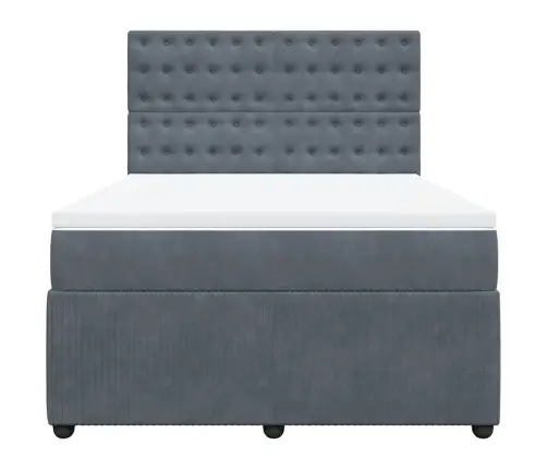 Lova Su Spyruoklėmis Ir Čiužiniu, Pilka, 140X190 cm Aksomas