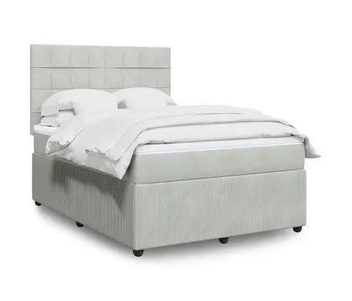 Lova Su Spyruoklėmis Ir Čiužiniu, Pilka, 140X200 cm Aksomas