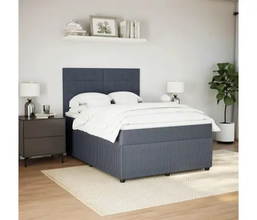 Atsperu Gulta Ar Matraci, Tumši Pelēka Samts, 140X200 Cm Vidaxl