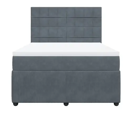 Atsperu Gulta Ar Matraci, Tumši Pelēka Samts, 140X200 Cm Vidaxl