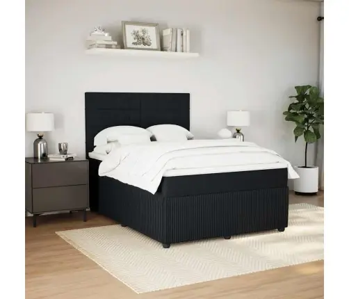 Atsperu Gulta Ar Matraci, Melna Samts, 140X200 Cm Vidaxl