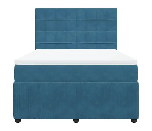 Lova Su Spyruoklėmis Ir Čiužiniu, Mėlyna, 140X200 cm Aksomas Lova Su Spyruoklėmis Ir Čiužiniu, Mėlyna, 140X200 cm Aksomas