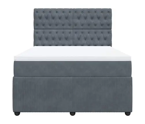 Atsperu Gulta Ar Matraci, Tumši Pelēka Samts, 140X200 Cm Vidaxl