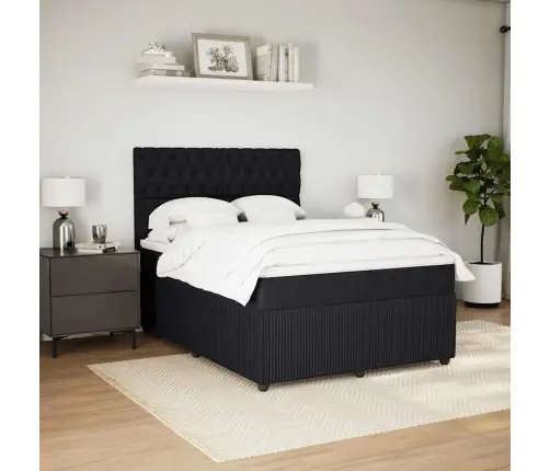 Kontinentaalvoodi Madratsiga, Must, 140X200 cm Samet