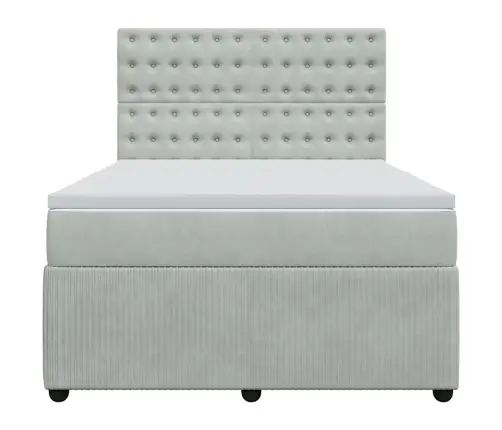 Atsperu Gulta Ar Matraci, Gaiši Pelēka Samts, 140X200 Cm Vidaxl