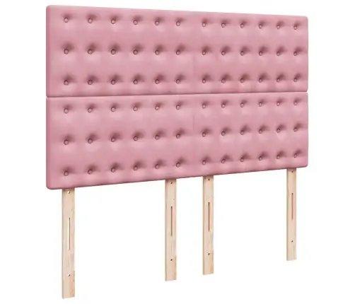 Atsperu Gulta Ar Matraci, Rozā Samts, 140X200 Cm Vidaxl