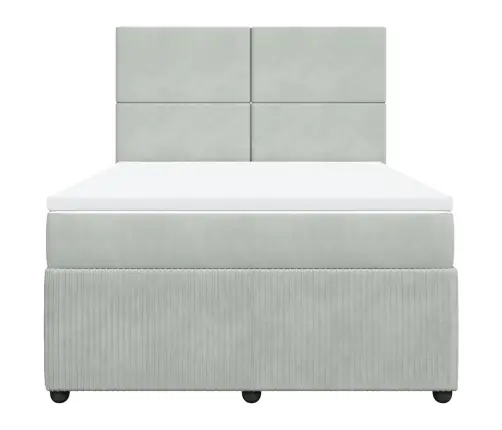 Lova Su Spyruoklėmis Ir Čiužiniu, Pilka, 160X200 cm Aksomas