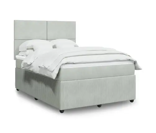 Lova Su Spyruoklėmis Ir Čiužiniu, Pilka, 160X200 cm Aksomas