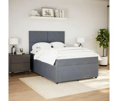 Lova Su Spyruoklėmis Ir Čiužiniu, Pilka, 160X200 cm Aksomas