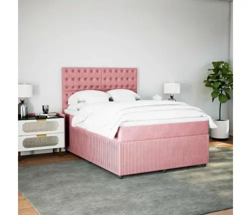 Kontinentaalvoodi Madratsiga, Roosa, 160X200 cm Samet