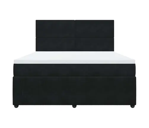 Atsperu Gulta Ar Matraci, Melna Samts, 180X200 Cm Vidaxl