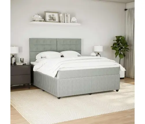 Atsperu Gulta Ar Matraci, Gaiši Pelēka Samts, 180X200 Cm Vidaxl