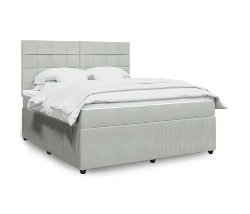 Atsperu Gulta Ar Matraci, Gaiši Pelēka Samts, 180X200 Cm Vidaxl