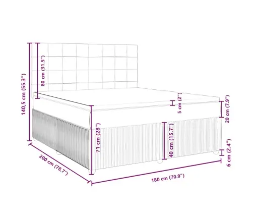 Atsperu Gulta Ar Matraci, Melna Samts, 180X200 Cm Vidaxl