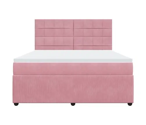 Atsperu Gulta Ar Matraci, Rozā Samts, 180X200 Cm Vidaxl