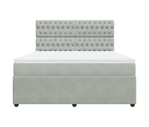 Lova Su Spyruoklėmis Ir Čiužiniu, Pilka, 180X200 cm Aksomas