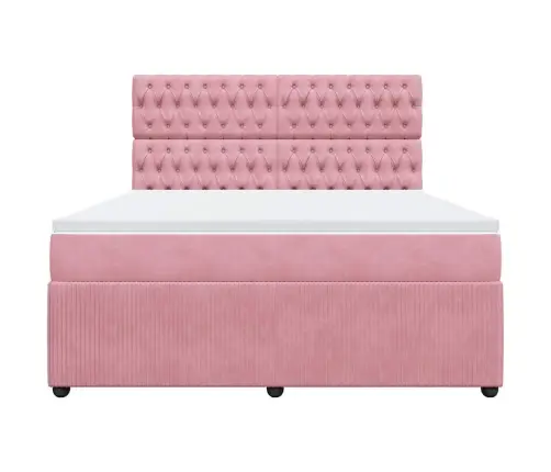 Kontinentaalvoodi Madratsiga, Roosa, 180X200 cm Samet