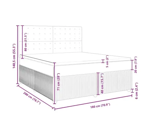 Atsperu Gulta Ar Matraci, Melna Samts, 180X200 Cm Vidaxl
