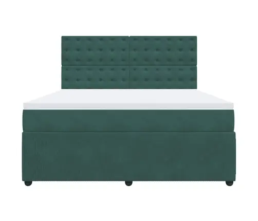 Atsperu Gulta Ar Matraci, Tumši Zaļš Samts, 180X200 Cm Vidaxl