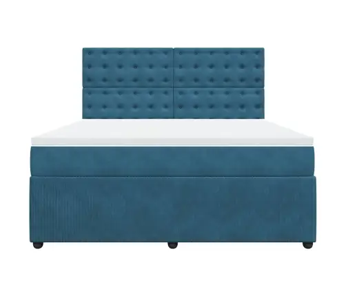 Atsperu Gulta Ar Matraci, Tumši Zils Samts, 180X200 Cm Vidaxl