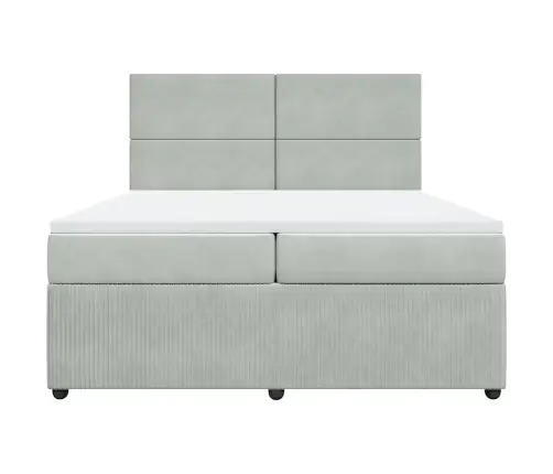 Lova Su Spyruoklėmis Ir Čiužiniu, Pilka, 200X200 cm Aksomas