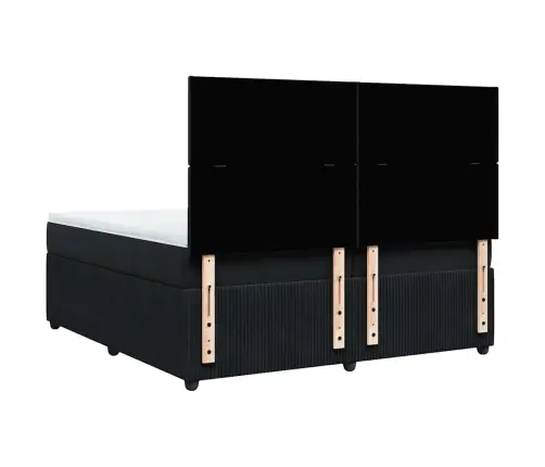 Atsperu Gulta Ar Matraci, Melna Samts, 200X200 Cm Vidaxl