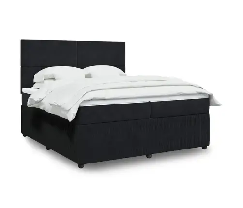 Atsperu Gulta Ar Matraci, Melna Samts, 200X200 Cm Vidaxl