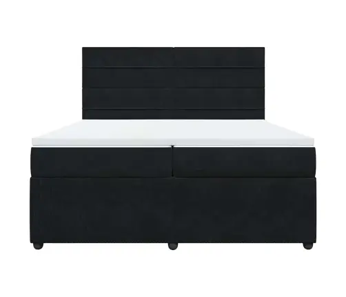 Kontinentaalvoodi Madratsiga, Must, 200X200 cm Samet