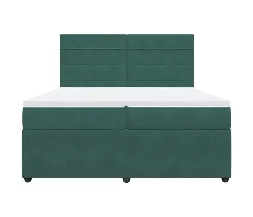 Atsperu Gulta Ar Matraci, Tumši Zaļš Samts, 200X200 Cm Vidaxl