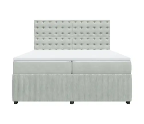 Atsperu Gulta Ar Matraci, Gaiši Pelēka Samts, 200X200 Cm Vidaxl