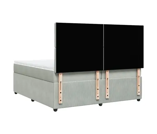 Atsperu Gulta Ar Matraci, Gaiši Pelēka Samts, 200X200 Cm Vidaxl